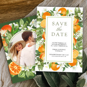 Save The Date Mariage photo rustique Tangerine Citrus Orange