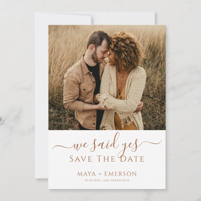 Save The Date Mariage Photo Rustique Terreux  (Devant)