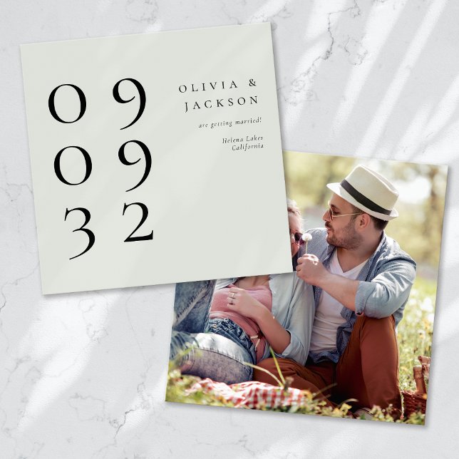 Save The Date Mariage photo Sage Green Simple (Créateur téléchargé)