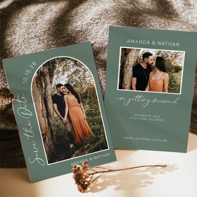 Save The Date Mariage photo Sage Green Simple Arch (Créateur téléchargé)