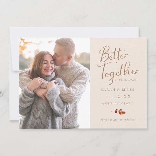 Save The Date Mariage Photo Simple Automne (Devant)