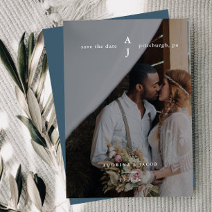 Save The Date Mariage photo simple Dusty Blue