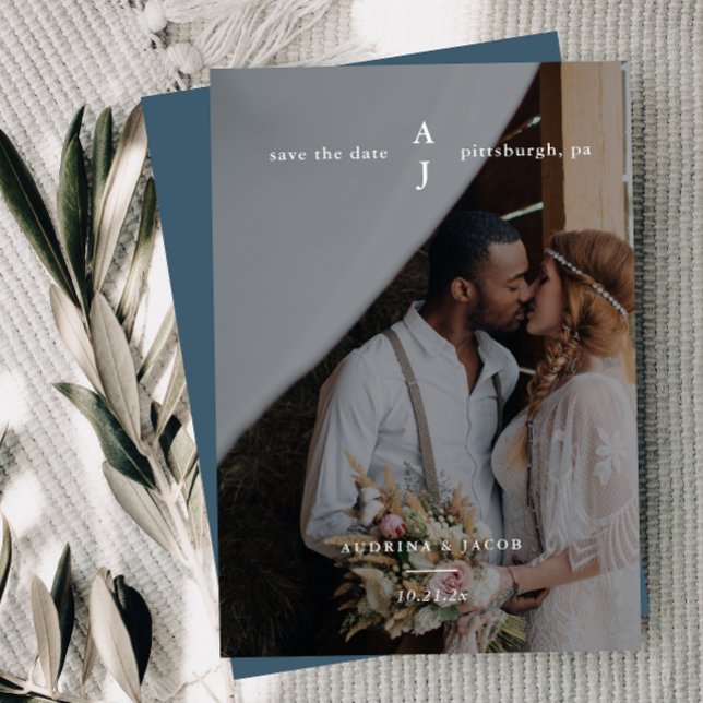 Save The Date Mariage photo simple Dusty Blue (Créateur téléchargé)