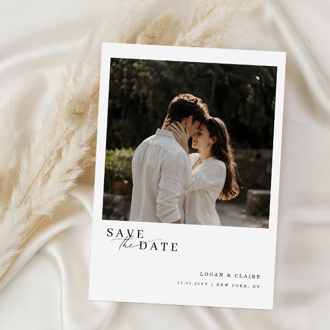 Save The Date Mariage Photo Simple Écriture Classique (Créateur téléchargé)