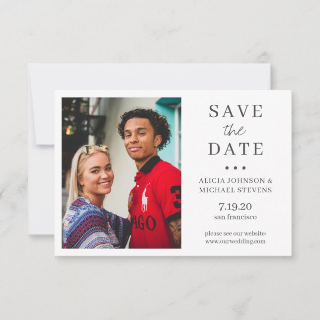 Save The Date Mariage photo simple élégant moderne (Devant)