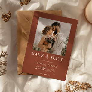 Save The Date Mariage photo simple en terre cuite moderne