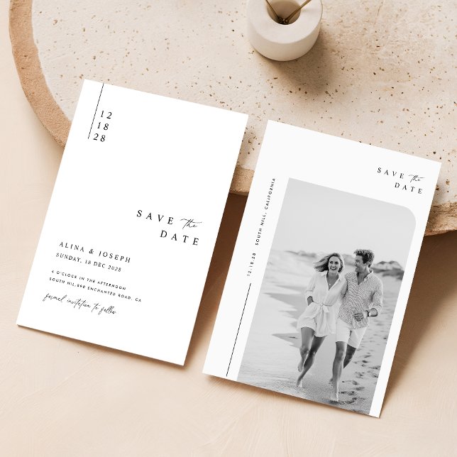 Save The Date Mariage photo simple et élégant Boho (Créateur téléchargé)