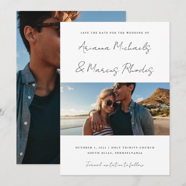 Save The Date Mariage photo simple et moderne (Devant / Derrière)