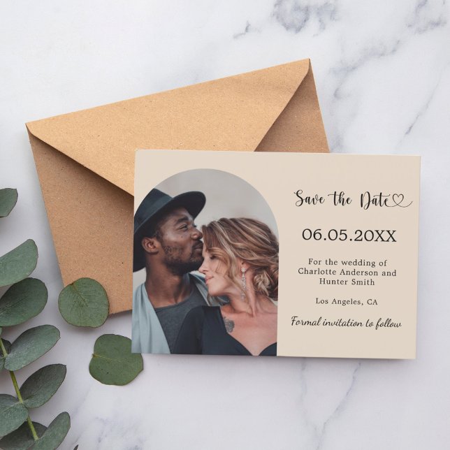 Save The Date Mariage photo simple moderne champagne (Créateur téléchargé)