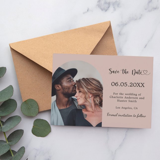 Save The Date Mariage photo simple moderne taupe (Créateur téléchargé)