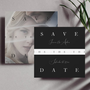 Save The Date Mariage Photo Simple Noir Blanc Chic