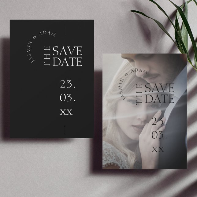 Save The Date Mariage photo simple noir et blanc moderne (Créateur téléchargé)