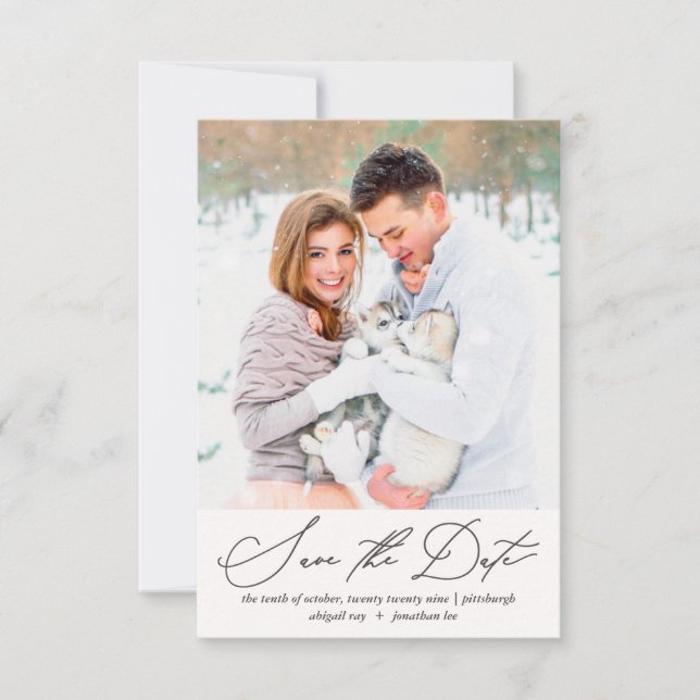 Save The Date Mariage photo souple et aéré Floral Peach Blush (Devant)