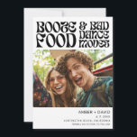 Save The Date Mariage photo Super de Retro's Funny 70<br><div class="desc">Notre rétro "Booze, Food, and Bad Dance Moves" inspirée des années 70, save the date présente des polices rétro funky et une photo captivante du couple heureux. Cette date de sauvegarde n'est pas seulement un rappel de vos noces à venir ; c'est la promesse d'une célébration remplie de rire, de...</div>