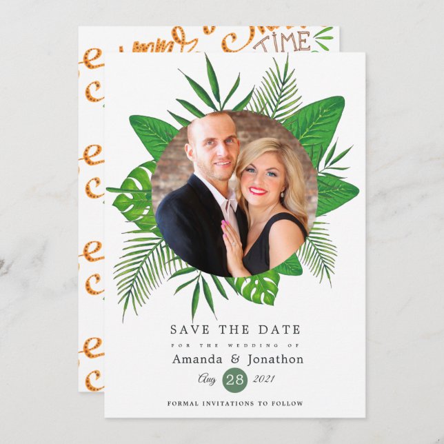 Save The Date Mariage photo Tropical Summer Beach (Devant / Derrière)
