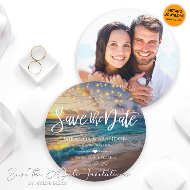 Save The Date Mariage photo Tropical Summer Sunset Beach (Créateur téléchargé)