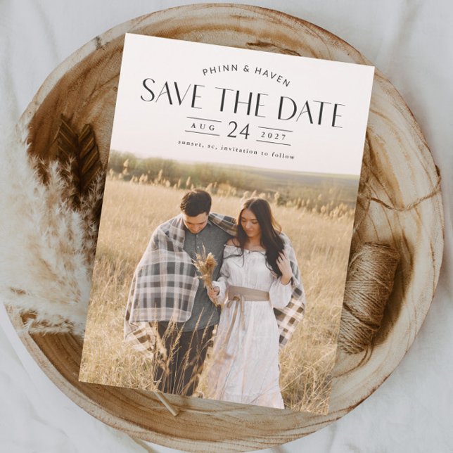 Save The Date Mariage Photo Typographie Élégante (Elegant Typography Photo Wedding Save the Date Card.)