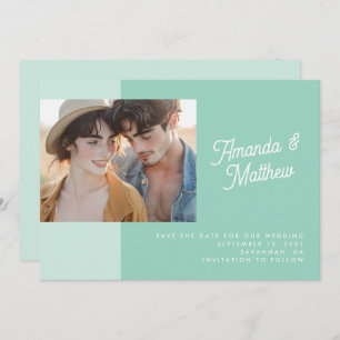 Save The Date Mariage photo vert de couleur moderne