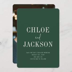 Save The Date Mariage photo vert de la forêt moderne personnalis