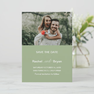 Save The Date Mariage Photo Vert Sauge Moderne