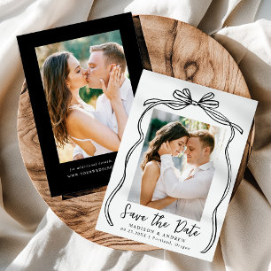Save The Date Mariage photo vintage Black Bow 2