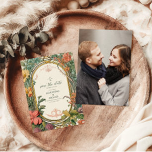 Save The Date Mariage Photo Vintage Floral Art Nouveau