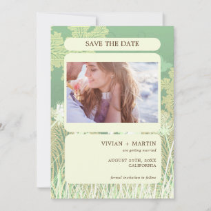 Save The Date Mariage photo vintage Forest Green Landcape