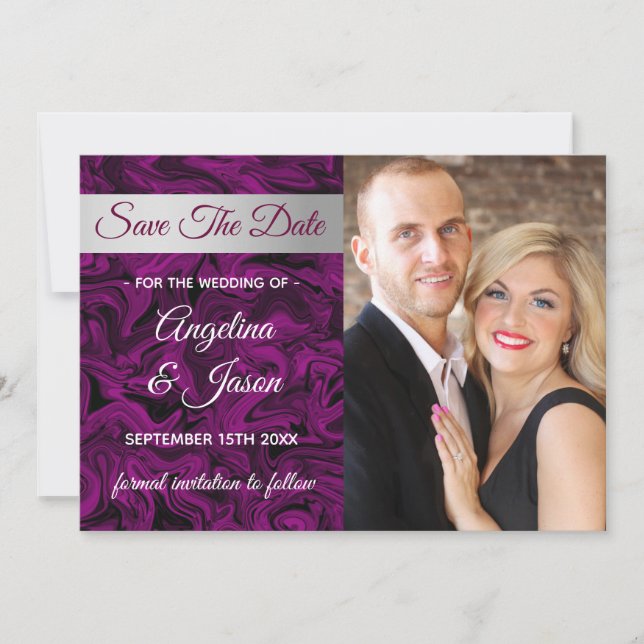 Save The Date Mariage photo violet (Devant)