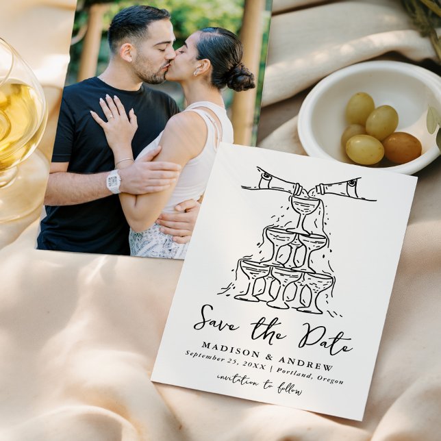 Save The Date Mariage photo Whimsical Champagne Tower (Créateur téléchargé)