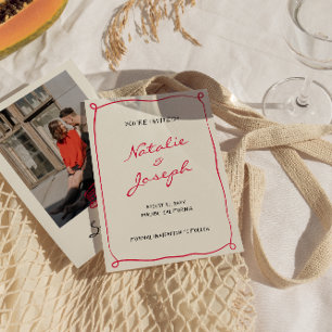 Save The Date Mariage photo Whimsical Retro dessiné à la main