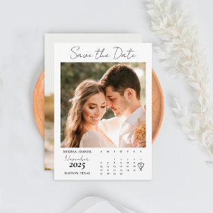 Save The Date Mariage photo White Calendar Couple Two