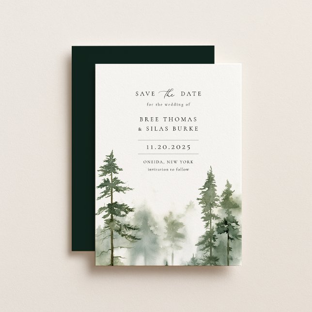 Save The Date Mariage photo Wild Forest Pine Tree (Créateur téléchargé)