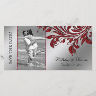 Save The Date Mariage Photocard Enregistrer la date Feuille roug