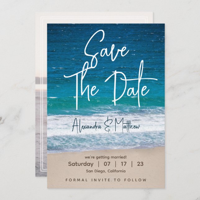 Save The Date Mariage plage (Devant / Derrière)