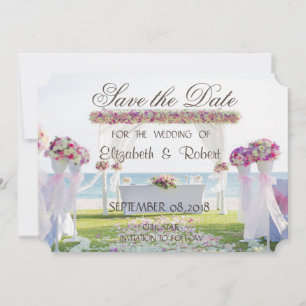 Save The Date Mariage Plage, Floral Économisez La Date