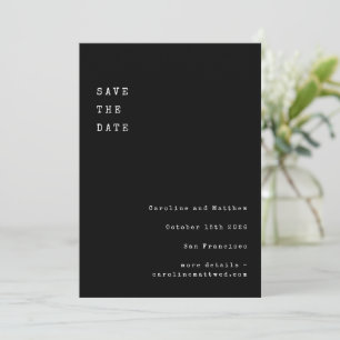 Save The Date Mariage Police de Machine à Écrire Rétro Noir Mini