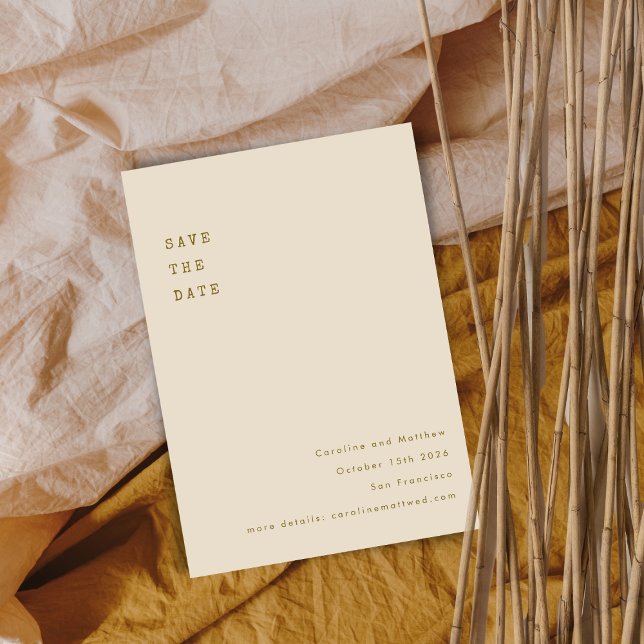 Save The Date Mariage Police de Machine à Écrire Rétro Ocre Mini (Créateur téléchargé)