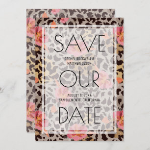 Save The Date Mariage Poster de animal rose floral Enregistrer l
