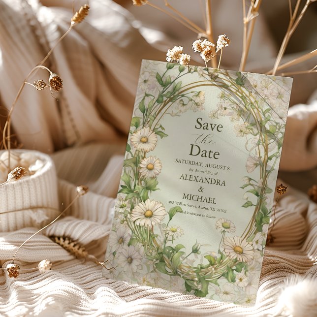 Save The Date Mariage poussiéreux de Marguerite Daisy (Créateur téléchargé)
