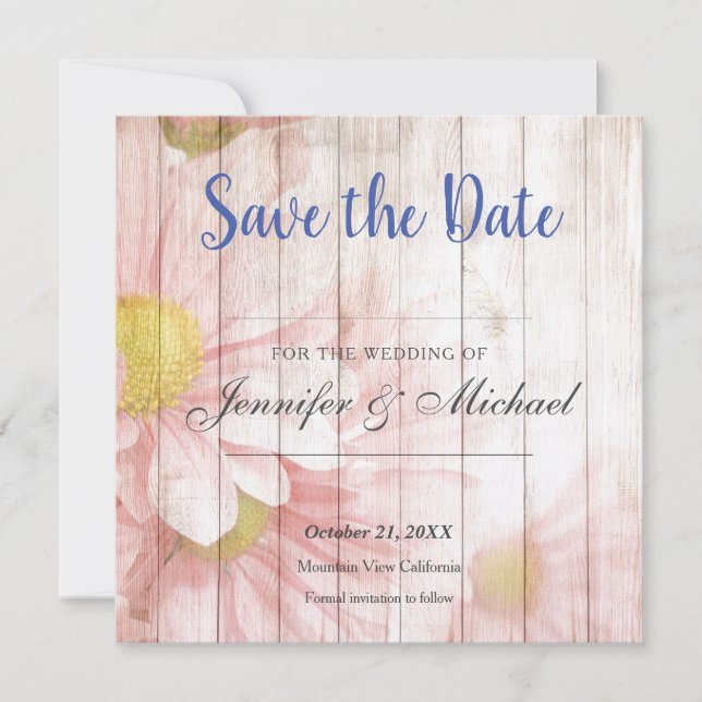Save The Date Mariage professionnel Floral Laid Classic (Devant)