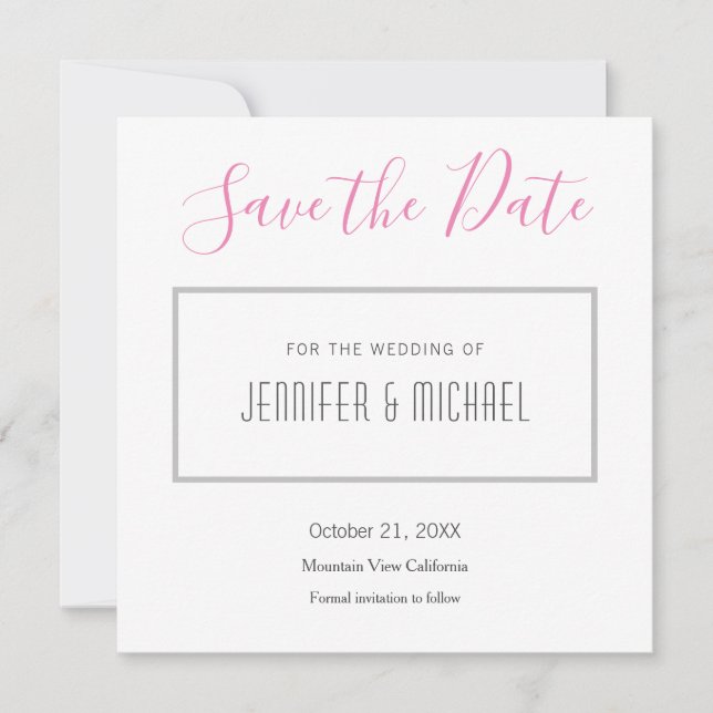 Save The Date Mariage professionnel minimaliste Plain moderne (Devant)