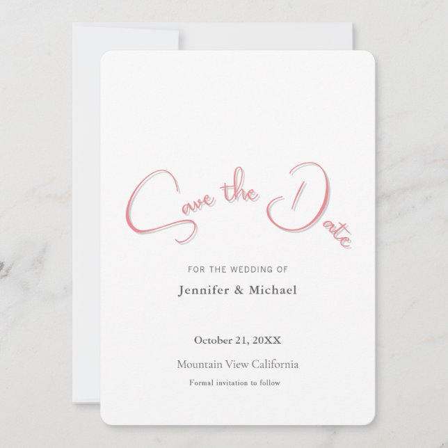 Save The Date Mariage professionnel minimaliste Plain moderne (Devant)