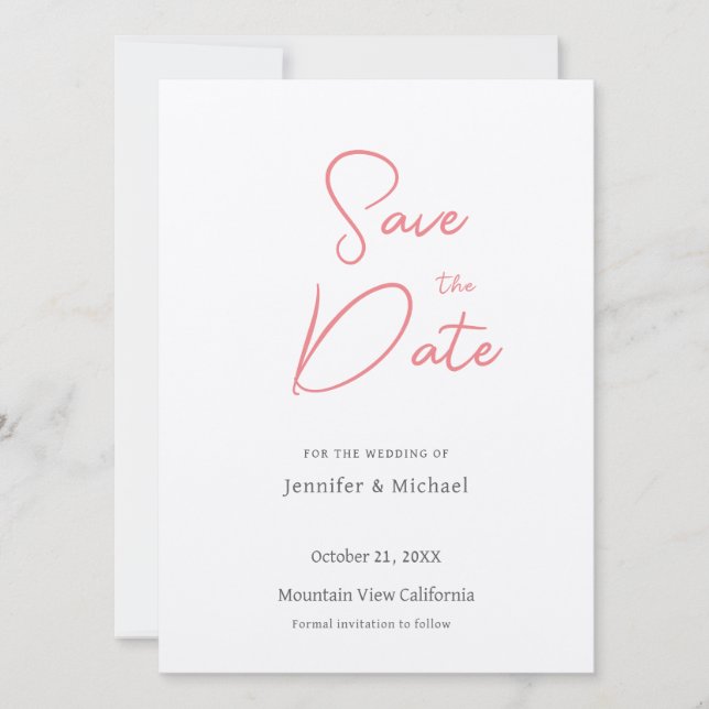 Save The Date Mariage professionnel minimaliste Plain moderne (Devant)