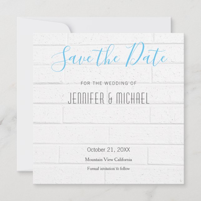Save The Date Mariage Professionnel Mur Design moderne Ciel bleu (Devant)