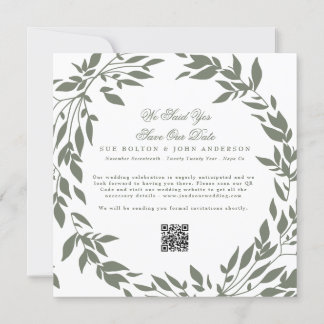 Save The Date Mariage QR de la couronne blanche classique