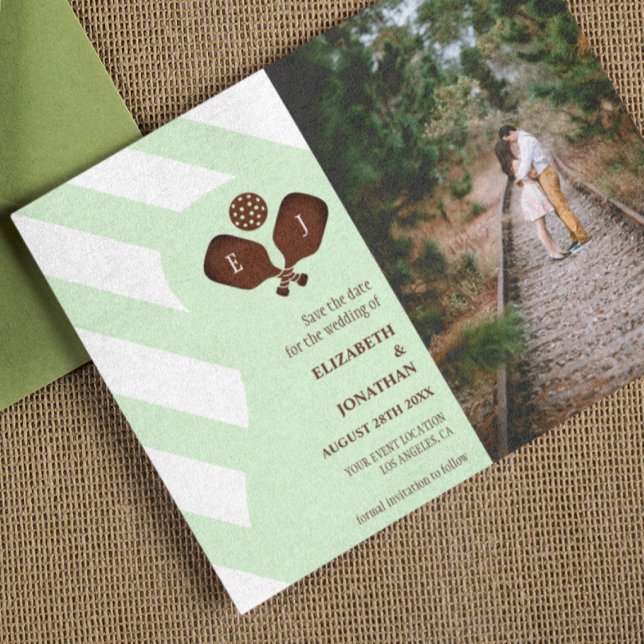Save The Date Mariage Rayures Pickleball Prépa (Créateur téléchargé)