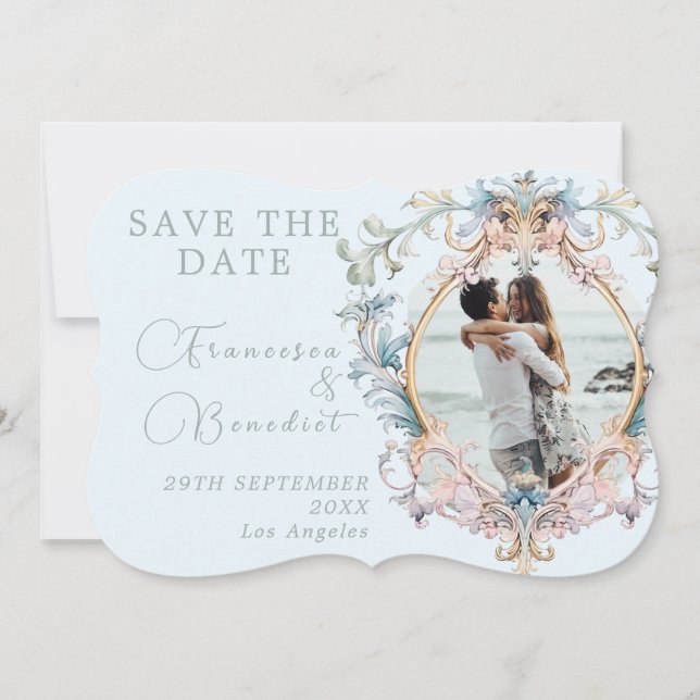 Save The Date Mariage Regency Monogram Élégant Enregistrer La Da (Devant)