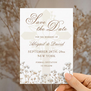 Save The Date Mariage religieux Baby's Breath séché