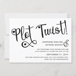 Save The Date Mariage reporté à la torsion à la traîne noire