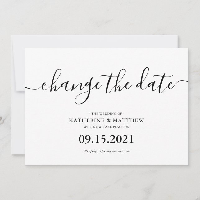Save The Date Mariage Reporté Écriture Manuscrite (Devant)